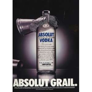  1996 Ad Absolut Grail Vodka Chain Mail Armor Helmet 