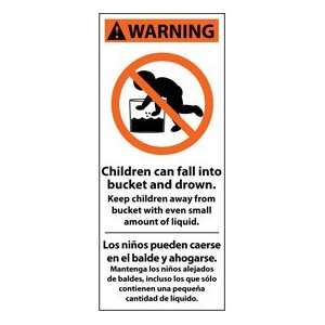  Bilingual Vinyl Infant Drowning Label   Children Can Fall 