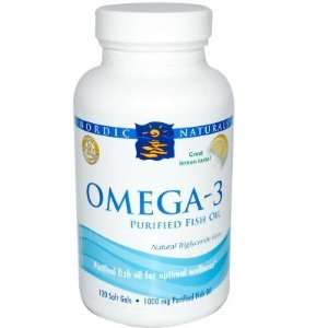     Omega 3, Purified Fish Oil, Lemon, 120 Softgels