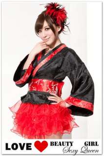 Sexy Brocade Geisha Kimono Costume /w Tutu Skirt @BT731  
