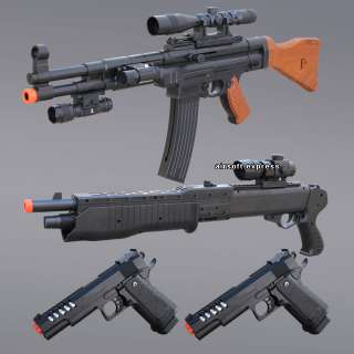LOT 4X NEW AIRSOFT GUN AK47 SHOTGUN HANDGUN PISTOLS AIR SOFT GUNS 