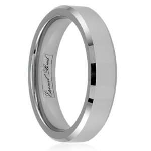 ANIMO 6MM Tungsten Carbide 6mm Beveled Edged Wedding Band Ring (Size 4 