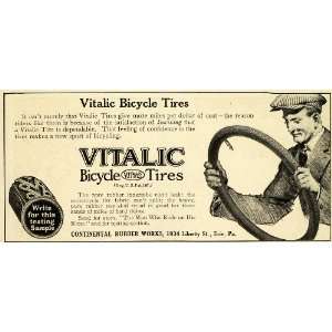  1915 Ad Continental Rubber Works Vitalic Bicycle Tires 