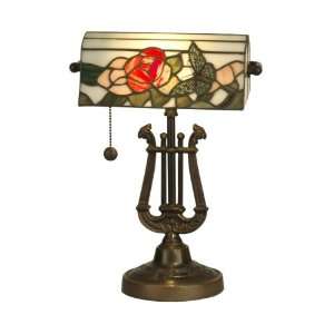   TT90186 Broadview Table Lamp, Antique Bronze and Art Glass Shade