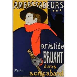 1918 Toulouse Lautrec Bruant Ambassadeurs Poster Print   Original 