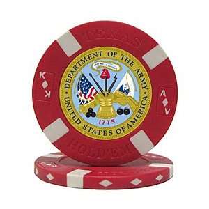  U.S. ARMY Seal on Red Big Slick Texas Holdem Poker Chip 