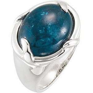   Oval Shaped Apatite Cabochon Ring set in Sterling Silver(4.5) Jewelry