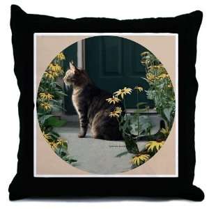  Day Dreaming Cat with Sunflowers Pets Throw Pillow by 