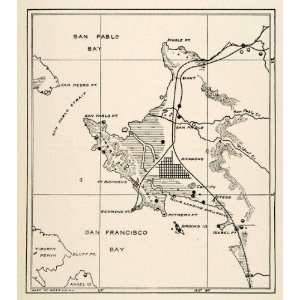  1910 Print San Francisco Bay Map Ellis Landing Shellmound 