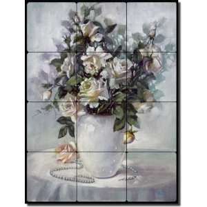 in White Vase by Fernie Parker Taite   Flowers Floral Tumbled Marble 