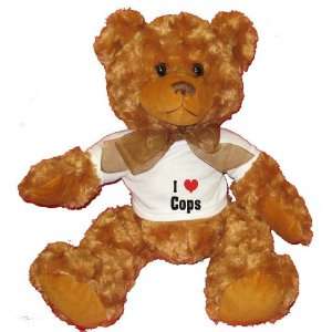   Love/Heart Cops Plush Teddy Bear with WHITE T Shirt: Toys & Games