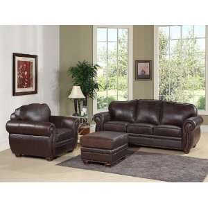   Italian Leather Sofa, Armchair, and Ottoman   CI D320 