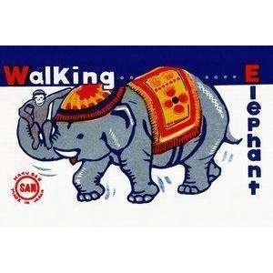 Vintage Art Walking Elephant   Giclee Fine Art Canvas 