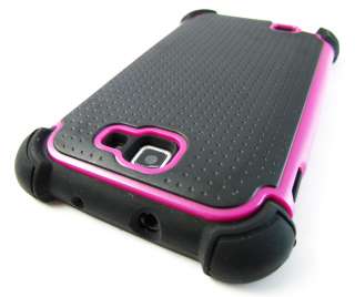 PINK IMPACT TRIPLE COMBO HARD SOFT CASE COVER SAMSUNG GALAXY NOTE 