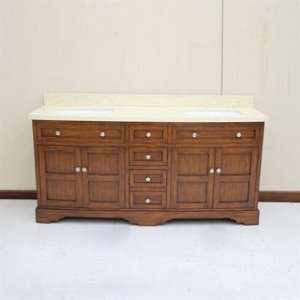  WF6814 72/DC Double Sinks Wood Vanity With Marble Top and 