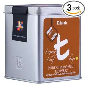 Dilmah T Series Pure Chamomile Flowers, 20 Count Luxury Leaf Tea Bags 