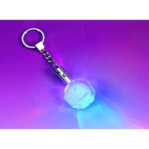  Crystal Blue LED Light Keychain   Octagon Shaped