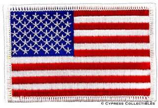 AMERICAN FLAG EMBROIDERED PATCH iron on WHITE BORDER US  