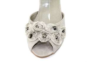 Vampire II Floral Beaded Peep Toe Sandals  Off White  