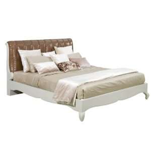  Art Deco Style Coffee Color Leather Bed: Home & Kitchen