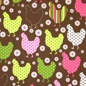  Robert Kaufman Chick Chick Organic Chickens Summer Fabric 