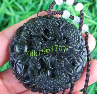 China black jade carved*Dragon*amulet pendant  