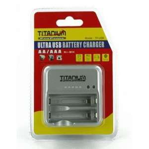  Titanium USB or AC powered Rapid Battery Charger for 2 AA 
