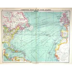   Map C1900 Commercial Chart North Atlantic Cuba Jamaica