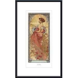   Framed Print   Ete, 1900   Artist Alphonse Mucha  Poster Size 19 X 9
