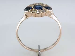 Vintage Antique Victorian .88ct Sapphire & Diamond Gold Engagement 