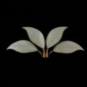 David Andersen Norway Sterling White Enamel Leaf Brooch  