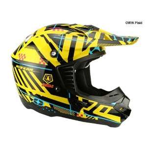   BMX / Motocross Racing Helmet Iin CMYK Plaid Size Small Sports
