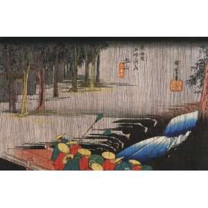   Utagawa Hiroshige Daimyo procession crossing a bridge