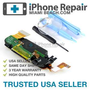 IPHONE 3GS LOWER DOCK CHARGE PORT CONNECTOR ASSEMBLY US + Tools  