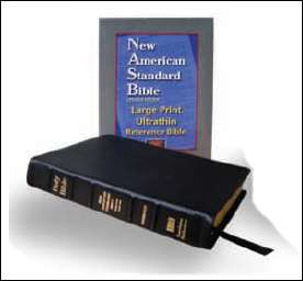 NASB Large Print Ultrathin Reference Bible Black Genuine Calfskin 