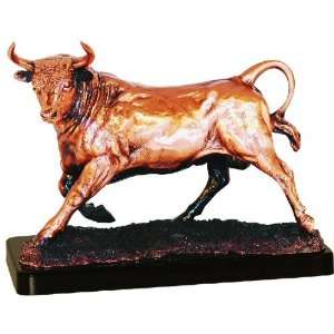 Small Mexican Bull Statue   Copper Finish 