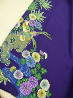 Antique Purple Kinsha Iro Tomesodew/Crests, Bird H458  