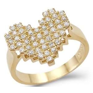  Size  4   Solid Ladies 14k Yellow Gold Heart Shape Love CZ 