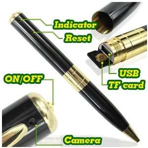  Pen Camera   Hidden Video Spy Pen In Golden trimmed Black Executive 