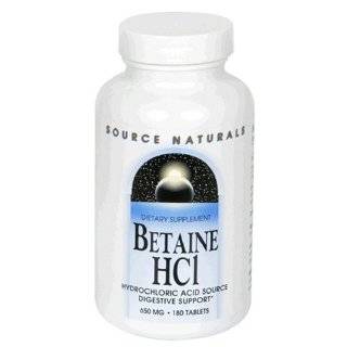 Source Naturals Betaine HCl, 650mg, 180 Tablets (Pack of 2)