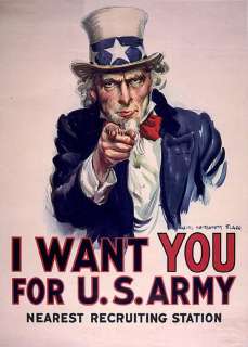  UNCLE SAM I WANT YOU FOR US ARMY RECRUITING STATION 13X19 PRINT  