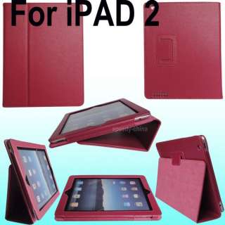 For Apple iPad 2 2nd Leather Case Cover w/Stand RED HOT  