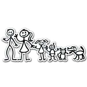  Family Mom Dad Son Daughter Cat Dog Car Bumper Decal 