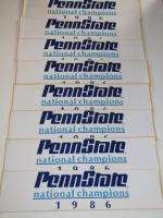 ONE (1) PENN STATE 1986 NCAA National Champions Bumper Sticker 