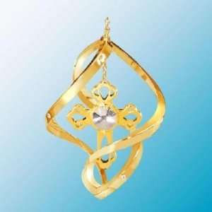   Gold Plated Cross Classic Spiral   Swarovski Crystal
