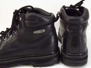 Mens boots black Skechers 7 M leather ankle motorcycle  