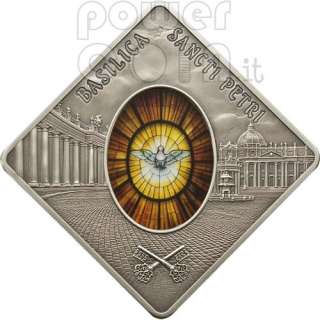 SAINT PETER BASILICA Sancti Petri Rome Holy Windows Silver Coin 10 