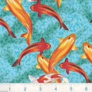   : 45 Wide Fish Tales Aqua Fabric By The Yard: Arts, Crafts & Sewing