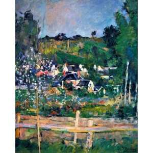 Village behind the view of Auvers sur Oise The Fence by Cezanne canvas 