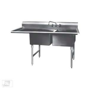  Win Holt WS2T2424LD24 76 1/2 Two Compartment Sink w/One 